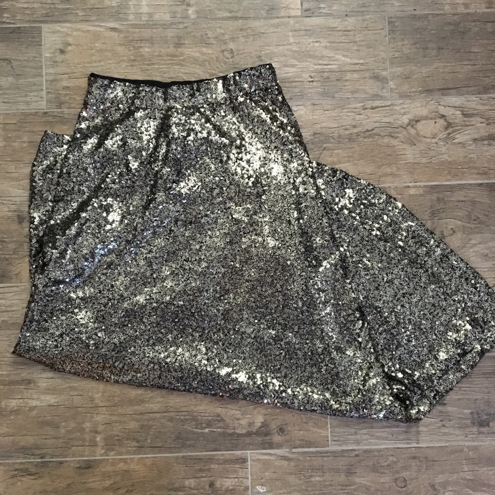 Gold and champagne sequin maxi skirt formal